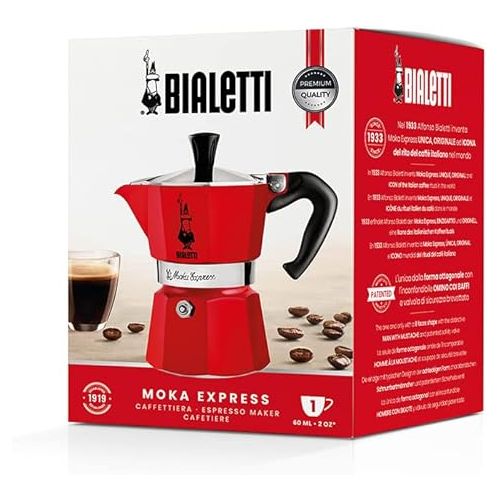  Bialetti 4941 Moka Express Espresso Maker, 1cups, Red