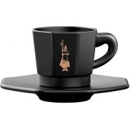 Bialetti Octagonal Cups, Set of 4, Matte Black and Rose Gold, 75 ml, Not Dishwasher Safe