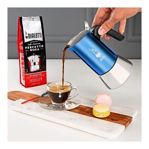  Bialetti New Venus Coffee Machine 6 Cups Anti-Burn Handle Not Induction 6 Cups (235 ml) Stainless Steel Blue