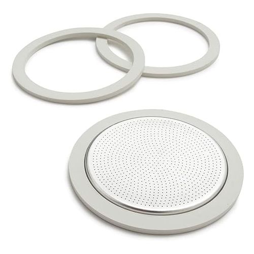  Bialetti Replacement Gaskets and Filter For 9 Cup Stovetop Espresso Coffee Makers