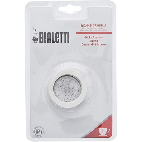  Bialetti Replacement Gaskets and Filter for 1 Cup Moka / Break / Dama / Mini Express Espresso Makers (1-CUP Size)