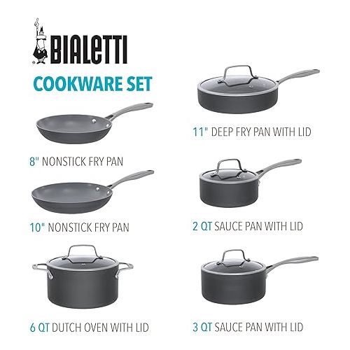  Bialetti Non-Stick Cookware, Ceramic Pro 10-Piece Set
