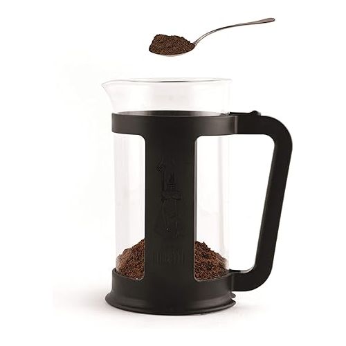  Bialetti Coffee Press Smart, French Press for coffee or tea, borosilicate glass container, dishwasher safe, 1 L - 34 Oz (8-cup), Black