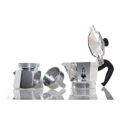  Original Bialetti 12-Espresso Cup Moka Express | Espresso Maker Machine and Zonoz Wooden Small Espresso Stirring Spoon Bundle (12-cup, 25 fl oz, 775 ml)