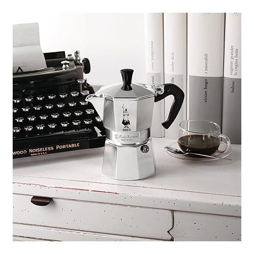  Original Bialetti 12-Espresso Cup Moka Express | Espresso Maker Machine and Zonoz Wooden Small Espresso Stirring Spoon Bundle (12-cup, 25 fl oz, 775 ml)