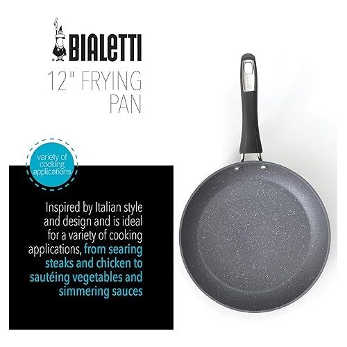  Bialetti Impact Non-Stick Cookware, 12 in. Saute Pan, Gray