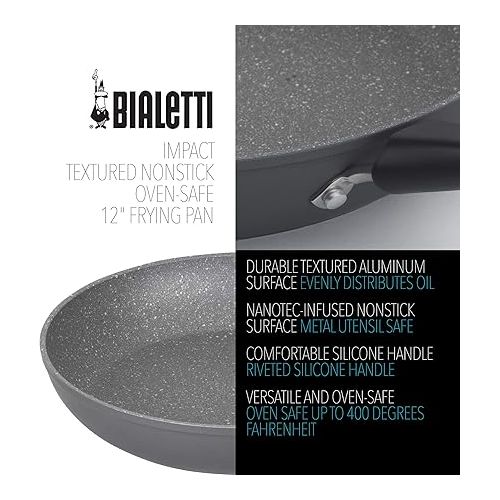  Bialetti Impact Non-Stick Cookware, 12 in. Saute Pan, Gray