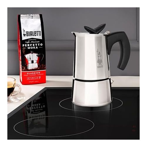  Bialetti - Musa, Stovetop Coffee Maker, Suitable for all Types of Hobs, Stainless Steel, 6 Cups, Silver