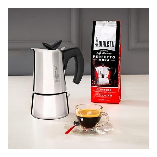  Bialetti - Musa, Stovetop Coffee Maker, Suitable for all Types of Hobs, Stainless Steel, 6 Cups, Silver