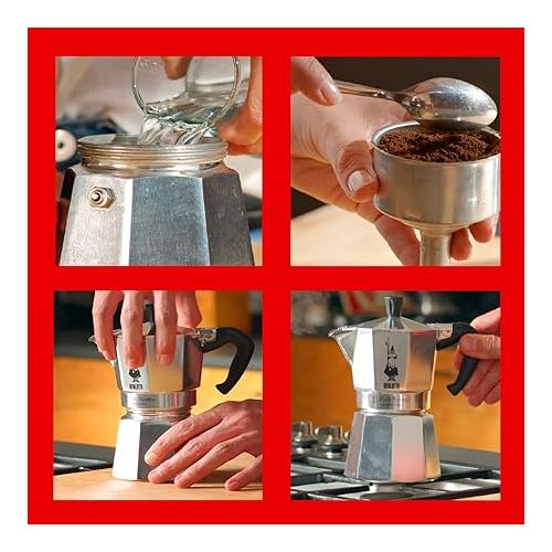  Bialetti - Moka Express: Iconic Stovetop Espresso Maker, Makes Real Italian Coffee, Moka Pot 12 Cups (22 Oz - 670 Ml), Aluminium, Silver