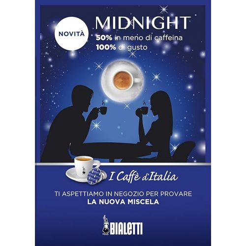  Bialetti Midnight Espresso Capsules, Delicate Taste -50% Caffeine 64 Count