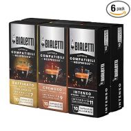 Bialetti Aluminum Nespresso Compatible Capsules - 60 count Variety Pack Espresso Pods compatible with Nespresso Machines