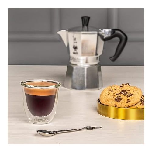  Bialetti Set of 2 Double Wall Firenze, 80 ml, Heat Insulation, Borosilicate Glass