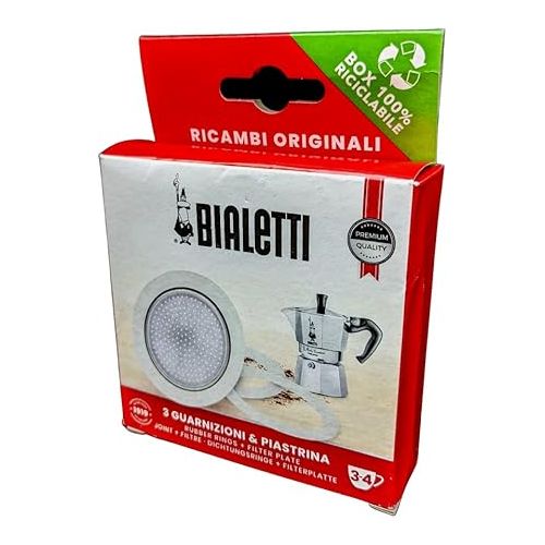  Bialetti Spare Parts, Includes 3 Gaskets and 1 Plate, Compatible with Moka Express, Fiammetta, Break, Happy, Dama, Moka Melody, Alpina, Moka Timer and Rainbow (3/4 Cups)