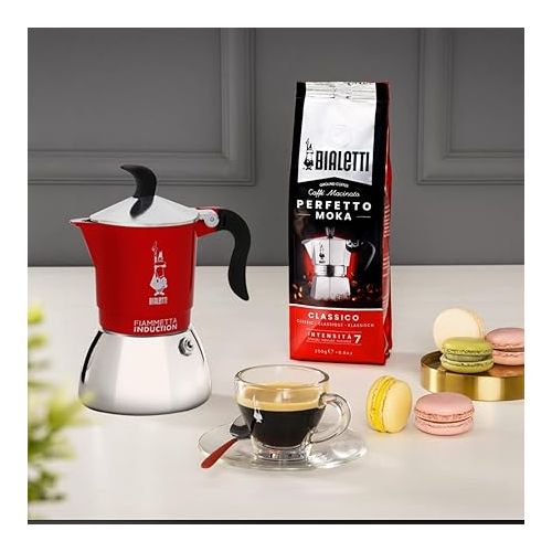  Bialetti Fiammetta Moka Pot - 4 Cup Espresso Maker - Red Italian Stovetop Coffee Maker - Compatible with Induction Hobs
