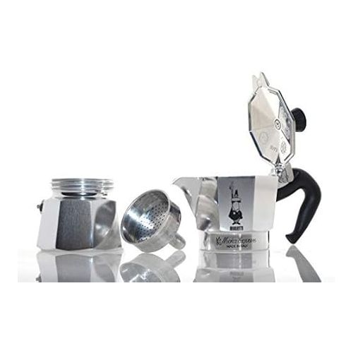  Original Bialetti 1-Espresso Cup Moka Express | Espresso Maker Machine with Extra Genuine Bialetti Replacement Filter and Three Gaskets Bundle (1-cup, 2.0 fl oz, 60 ml)