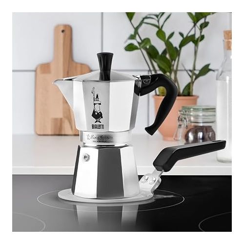  Bialetti - New Venus Induction, Stainless Steel Stovetop Espresso Coffee Maker, 6 Cups (7.9 Oz), Copper & Stainless Steel Plate, Heat Diffuser Cooking Induction Adapter, Steel