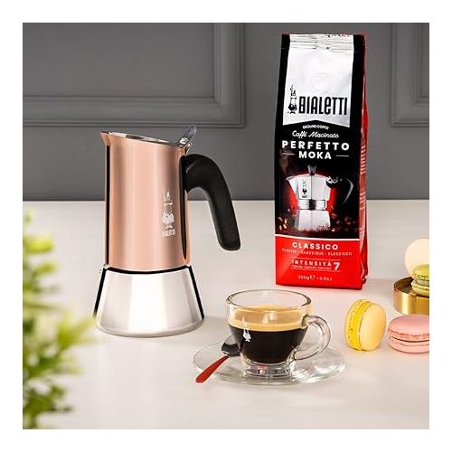  Bialetti - New Venus Induction, Stainless Steel Stovetop Espresso Coffee Maker, 6 Cups (7.9 Oz), Copper & Stainless Steel Plate, Heat Diffuser Cooking Induction Adapter, Steel
