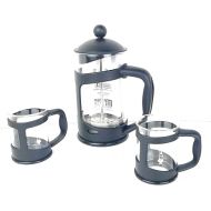 Bialetti Coffee EREITER Set of 2 Mugs, Glass, 30 x 20 x 15 cm 3 Units, Glass, Black, 30.0 x 20.0 x 15.0 cm