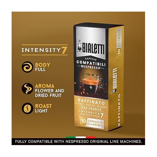  Bialetti Aluminum Nespresso Compatible Capsules - 100 count RAFFINATO Espresso Pods compatible with Nespresso Machines