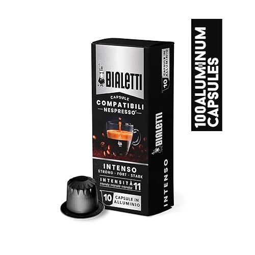  Bialetti Aluminum Nespresso Compatible Capsules - 100 count INTENSO Espresso Pods compatible with Nespresso Machines