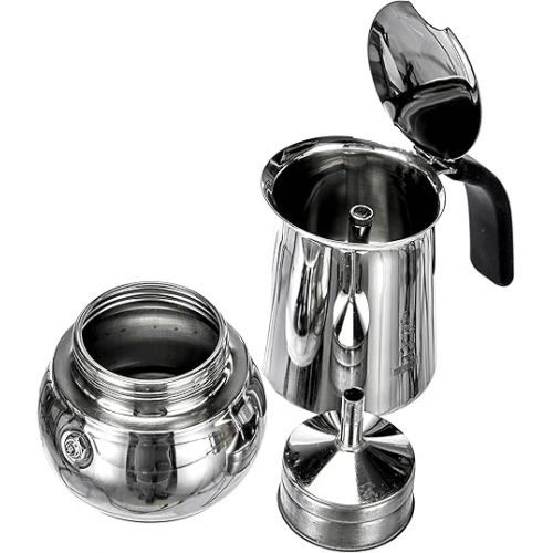  Bialetti Kitty Freestanding Manual Coffee Maker - Freestanding, Manual Filter Coffee Machine, Black, Stainless Steel, Stainless Steel, Hinged Lid, 0.3 litres CD Kitty 6tz