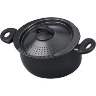 Bialetti Oval Aluminum 5.5 Quart Pasta Pot with Strainer Lid, Nonstick, Black