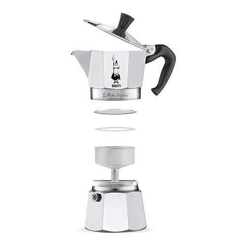  Bialetti - Moka Express: Iconic Stovetop Espresso Maker, Makes Real Italian Coffee, Moka Pot 9 Cups (14 Oz - 420 Ml), Aluminium, Silver
