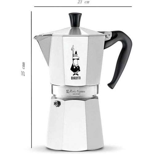  Bialetti - Moka Express: Iconic Stovetop Espresso Maker, Makes Real Italian Coffee, Moka Pot 9 Cups (14 Oz - 420 Ml), Aluminium, Silver