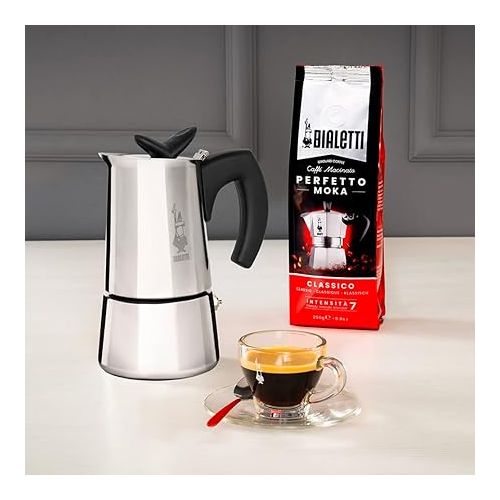  Bialetti - Musa, Stovetop Coffee Maker, Suitable for all Types of Hobs, Stainless Steel, 4 Cups (5.07 oz.), Silver