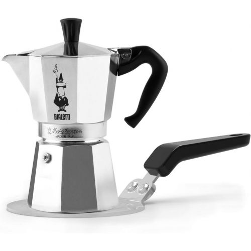  Bialetti Moka Induktionskochteller, Adapter fuer kleine Toepfe und Kaffee, 6 Cups, Stahl