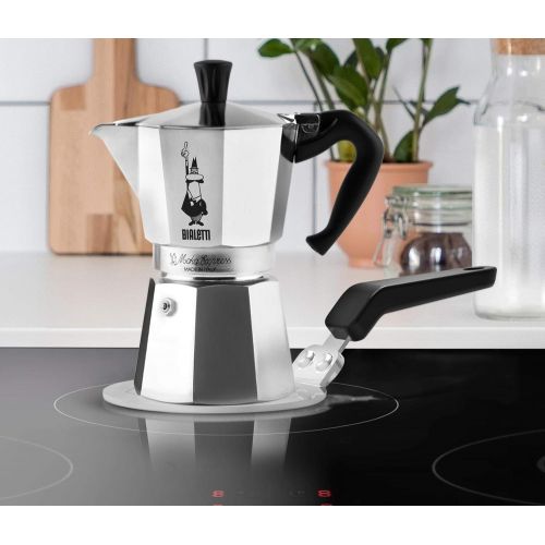  Bialetti Moka Induktionskochteller, Adapter fuer kleine Toepfe und Kaffee, 6 Cups, Stahl