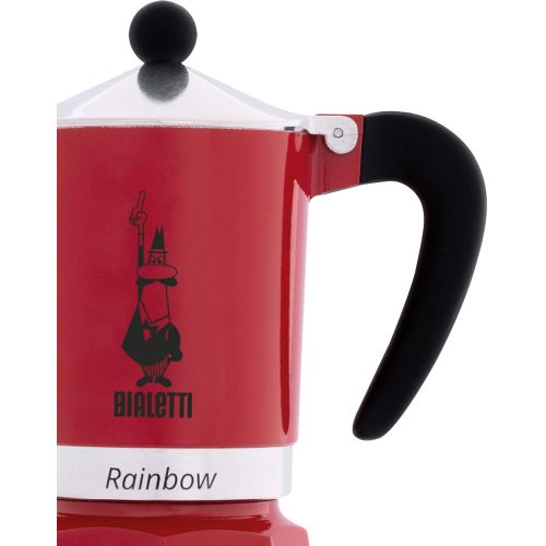  Bialetti 4961 EspressokocherRainbow fuer 1 Tasse in Aluminium, Rot, 30 x 20 x 15 cm