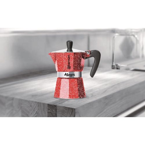  Bialetti Espressokocher 3 Tassen, Aluminium, rot, 20 cm