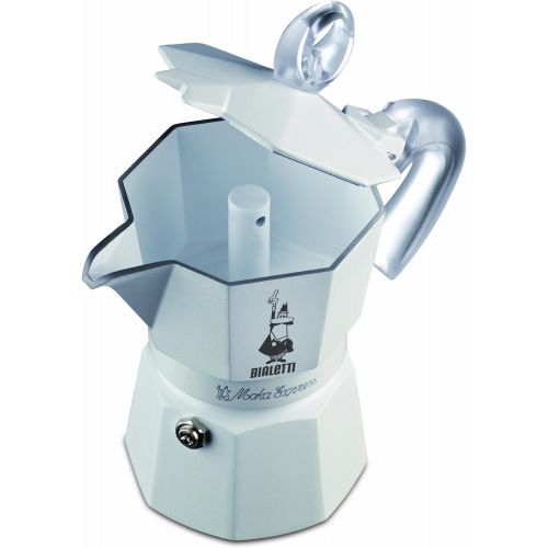  Bialetti 3052 Moka Express Glossy Ceramica - Espressokocher aus Aluminium, weiss lackiert mit Keramikbeschichtung innen fuer 3 Tassen, weiss