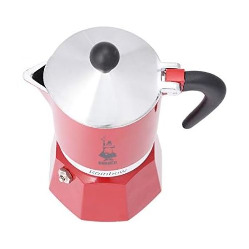  Bialetti Rainbow Espressokocher, Aluminium, Rot, 3 Tassen