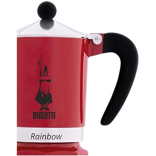  Bialetti Rainbow Espressokocher, Aluminium, Rot, 3 Tassen