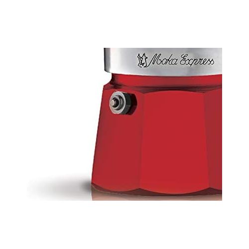  Bialetti Moka Color Espressokocher, Aluminum, Rot, 3 Tassen