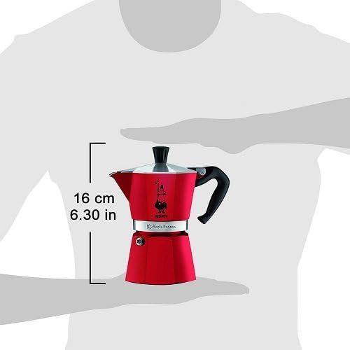  Bialetti Moka Color Espressokocher, Aluminum, Rot, 3 Tassen