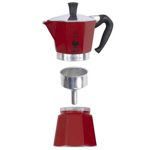  Bialetti Colors Espressokocher Moka Express fuer 6 Tasse in rot, Aluminium, 16.5 x 12.5 x 22 cm