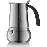 Bialetti Kitty Kaffeekocher mit Induktionboden, Edelstahl, Silber, 10 Tassen