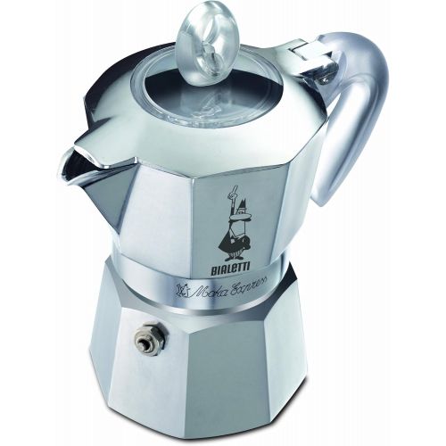  Bialetti 4232 Moka Express Glossy- Espressokocher aus Aluminium fuer 3 Tassen, silber