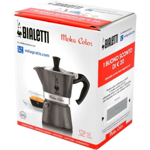  Bialetti Grey Espressokocher 3Tassen, Aluminium, Grau