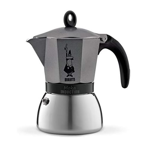  Bialetti 4823 Moka Induction Espressokocher, Aluminium, 6 Cups, Grau