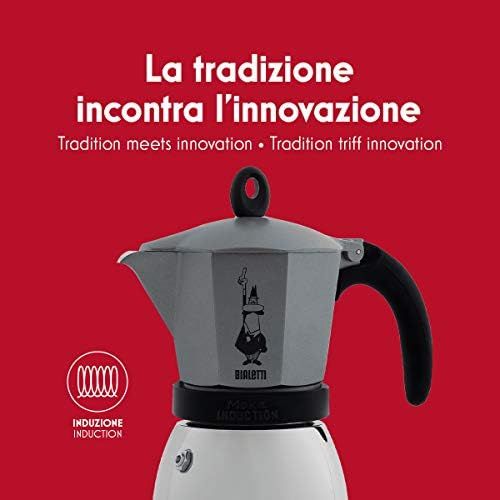  Bialetti 4823 Moka Induction Espressokocher, Aluminium, 6 Cups, Grau