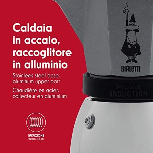  Bialetti 4823 Moka Induction Espressokocher, Aluminium, 6 Cups, Grau