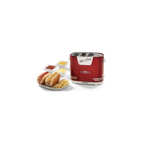  Ariete 00C018600AR0 Hot Dog Maker 186 Partytime im Retrostil der 50-er Jahre, 650 W, metallic rot