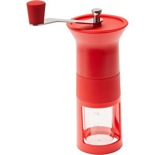  Bialetti DCDESIGN02 Macinacaffe Hand-Espressomuehle mit Keramikscheibenmahlwerk, rot