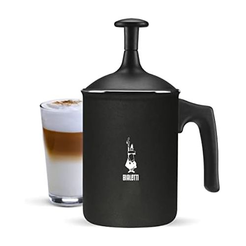  Bialetti Tutto Crema Milchaufschaumer 3 Tassen mit Doppelsieb fuer einen stabilen Milchschaum, 0.5 L, schwarz