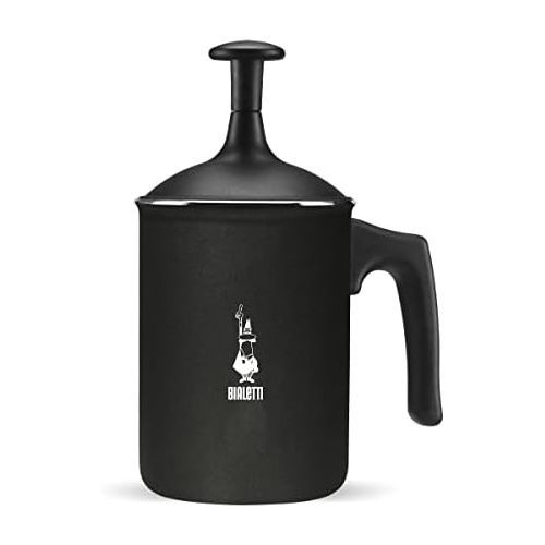  Bialetti Tutto Crema Milchaufschaumer 3 Tassen mit Doppelsieb fuer einen stabilen Milchschaum, 0.5 L, schwarz